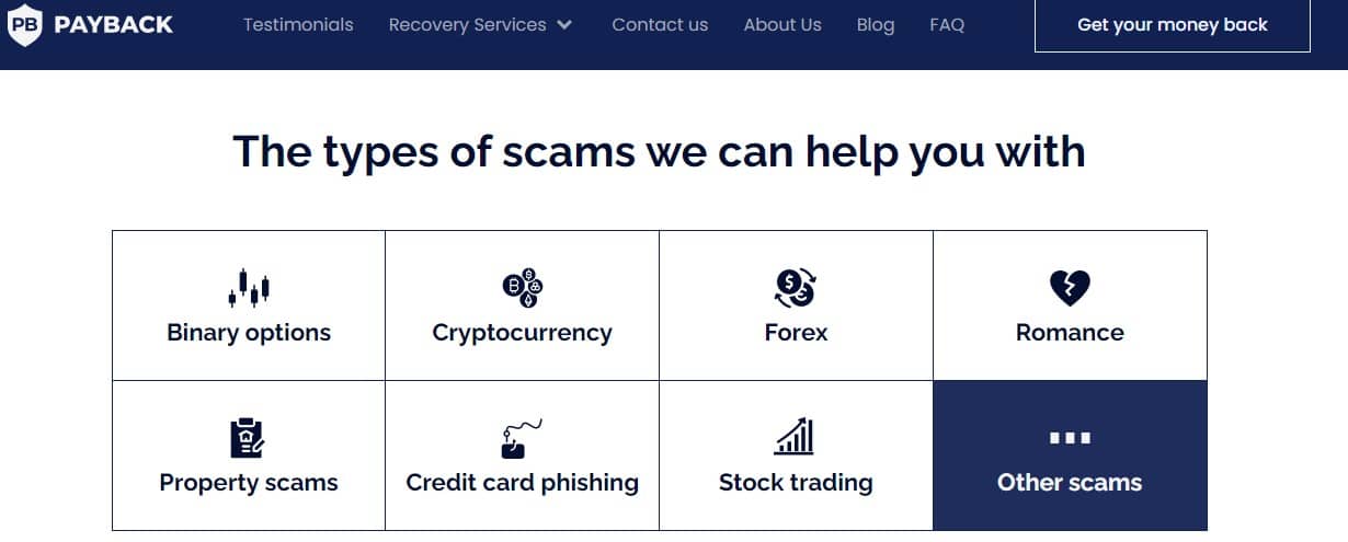 Scams Handled by Payback LTD