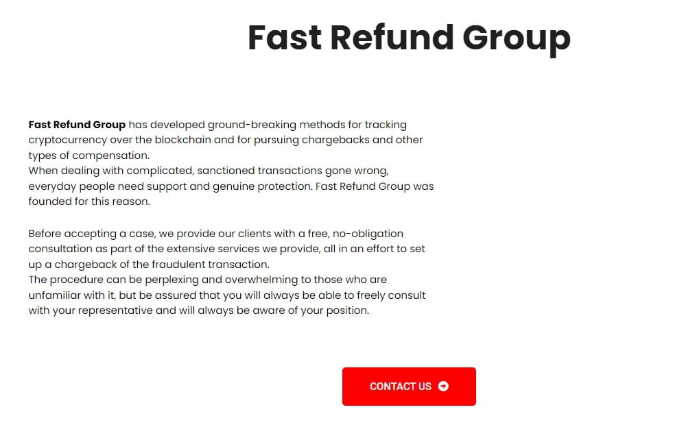 Fast Refund Group Contact Page