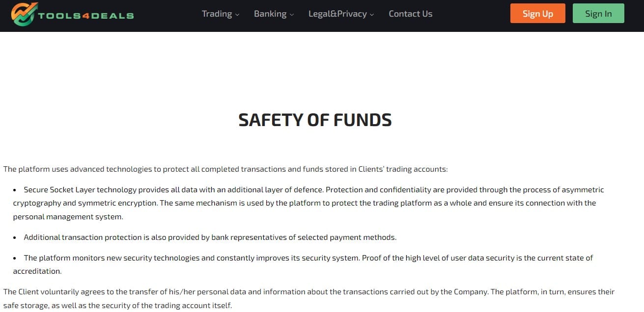 Tools4Deals Security Measures