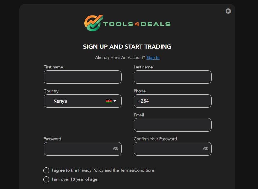 Tools4Deals Registration Page
