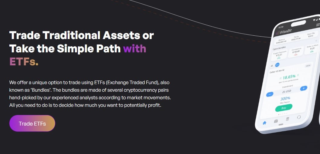 WiseBit Trade Traditional Assets and ETFs