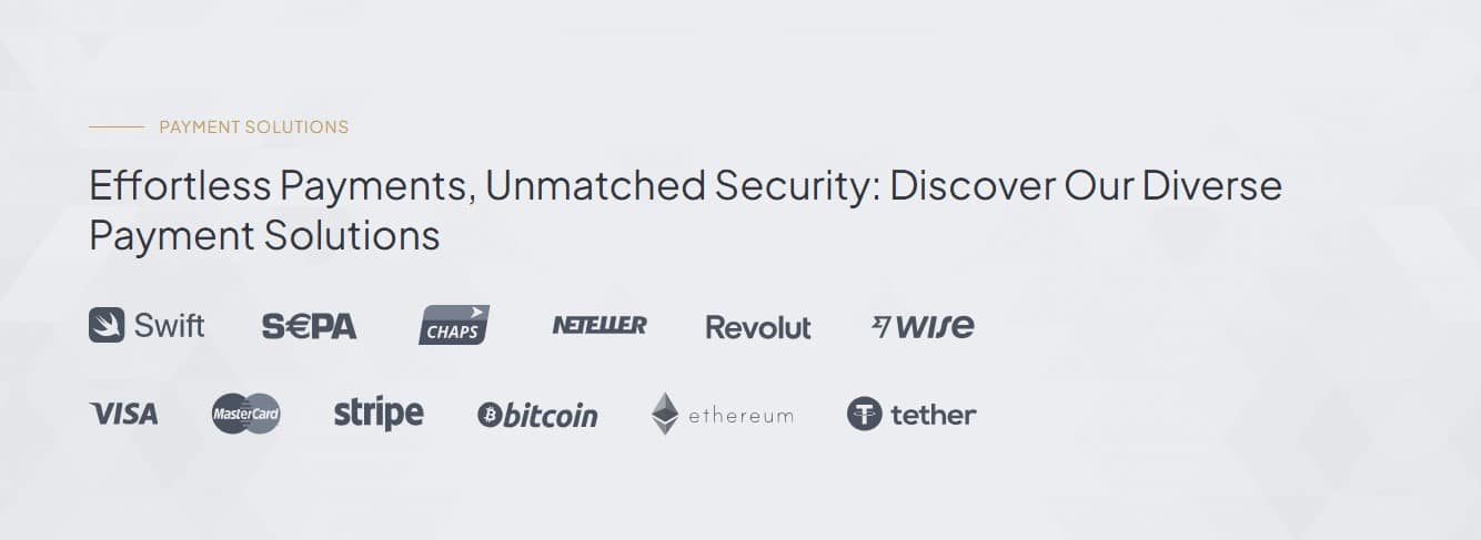 Fidelis Reservo Payment methods